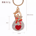 Rhinestone Lucky Money Bag Heart Keychains Gold Tone 3 Colors view 4