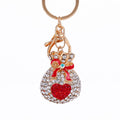 Rhinestone Lucky Money Bag Heart Keychains Gold Tone 3 Colors view 5