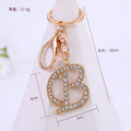 Rhinestone Initial Letter Keychain Gold Tone Letters A-Z Set view 3