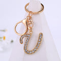 Rhinestone Initial Letter Keychain Gold Tone Letters A-Z Set view 2