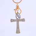 Rhinestone Cross Metal Keychain Gold Tone Clasp 6 Colors view 3