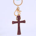 Rhinestone Cross Metal Keychain Gold Tone Clasp 6 Colors view 7