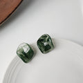 Irregular Stone Like Stud Earrings In Green Brown And Ivory view 6
