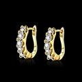 Gold Silver Clear CZ Pavé Huggie Hoop Earrings Pair view 2