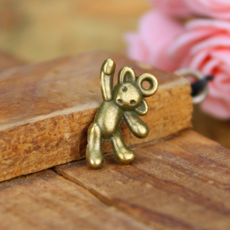 Alloy Teddy Bear Charm Pendant 20x11mm for DIY Jewelry
