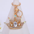 Rhinestone Crown Metal Keychain Gold Tone 4 Gem Colors view 3