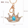 Rhinestone Crown Metal Keychain Gold Tone 4 Gem Colors view 4