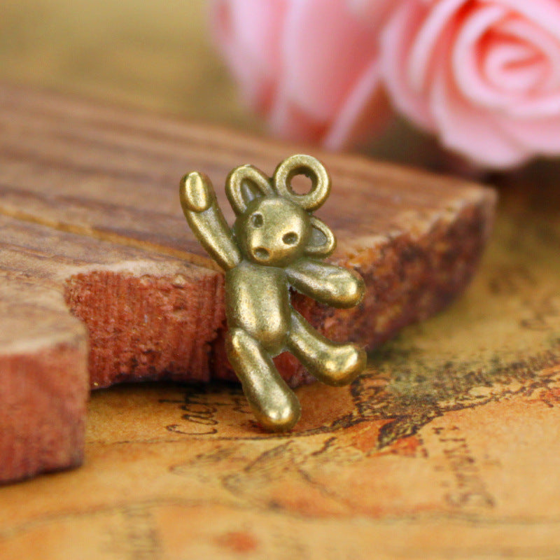 Alloy Teddy Bear Charm Pendant 20x11mm for DIY Jewelry