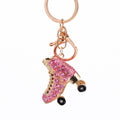 Rhinestone Roller Skate Metal Keychain Gold Tone 3 Colors view 5