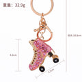 Rhinestone Roller Skate Metal Keychain Gold Tone 3 Colors view 2