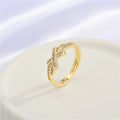 Gold Tone Open Adjustable Crystal Accent Rings in Seven Designs view 8
