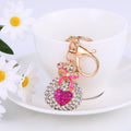 Rhinestone Lucky Money Bag Heart Keychains Gold Tone 3 Colors view 2