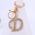 Rhinestone Initial Letter Keychain Gold Tone Letters A-Z Set view 8