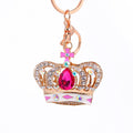 Rhinestone Crown Keychain Gold Clasp Pink Clear Crystal view 5