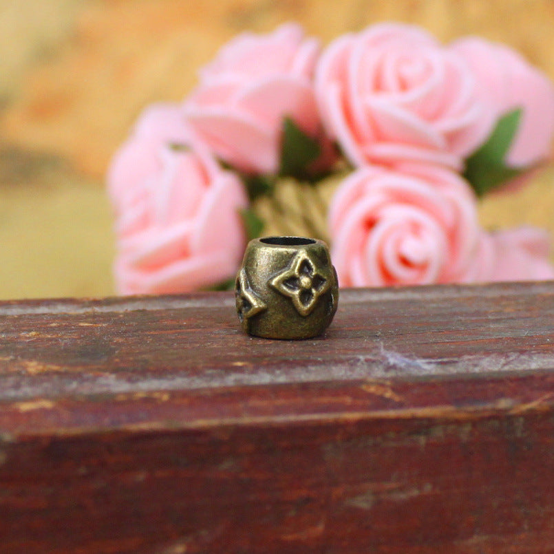 9x8mm Alloy Diamond Pattern Large Hole Beads
