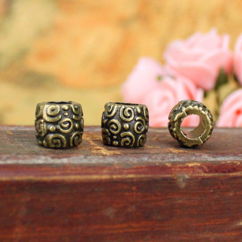 9×8mm Vintage Alloy Large Hole Spacer Beads