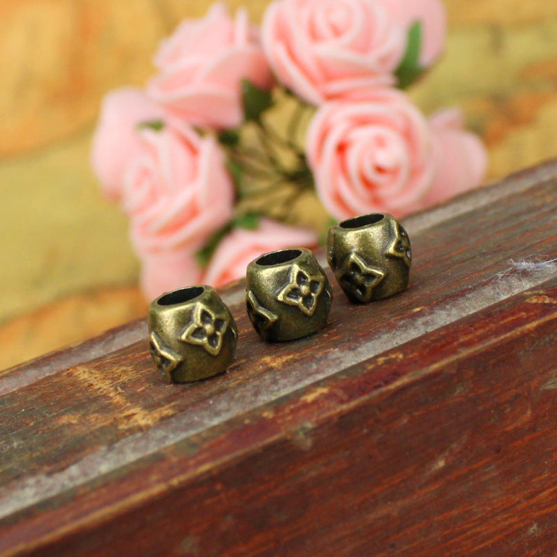 9x8mm Alloy Diamond Pattern Large Hole Beads
