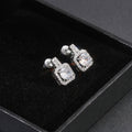 Square Halo Stone Stud Earrings In Two Stone Colors view 4