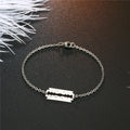 Silver Tone Razor Blade Chain Bracelet with Open Cutout Detail view 4