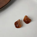 Irregular Stone Like Stud Earrings In Green Brown And Ivory view 7