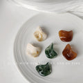 Irregular Stone Like Stud Earrings In Green Brown And Ivory view 3