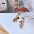 Gold Tone Pavé Crystal Teddy Bear Drop Earrings Star Posts view 4