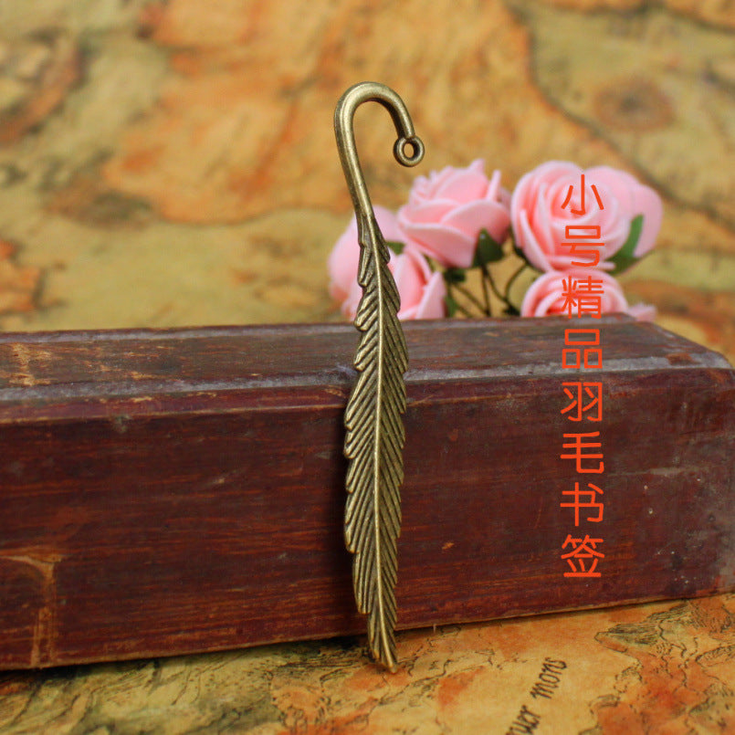Vintage Alloy Feather Bookmark Hairpin Pendant 80x13mm