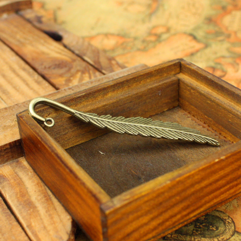 Vintage Alloy Feather Bookmark Hairpin Pendant 80x13mm