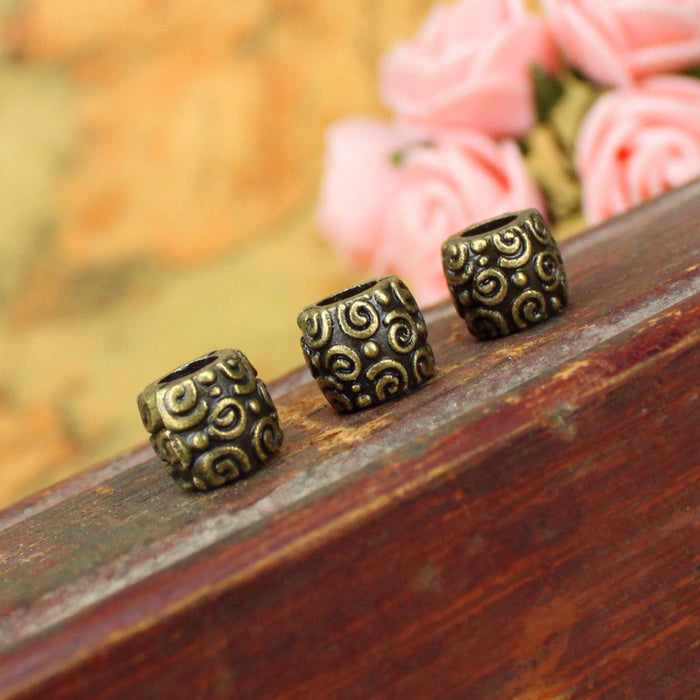 9×8mm Vintage Alloy Large Hole Spacer Beads