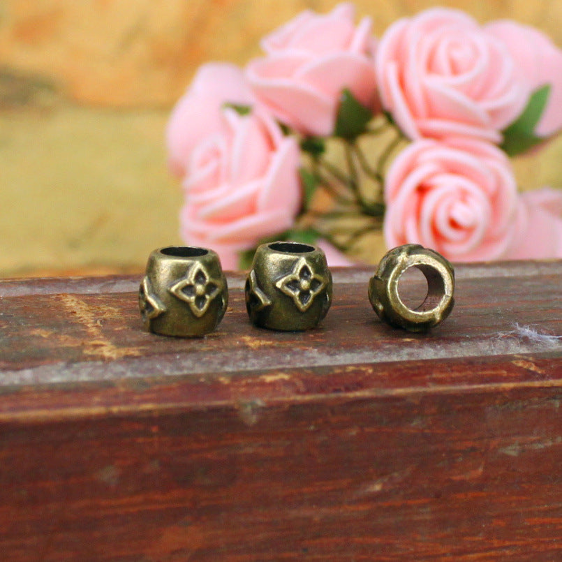 9x8mm Alloy Diamond Pattern Large Hole Beads