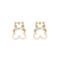 Clear Look Bow Outline Gold Tone Statement Stud Earrings view 5