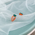 Orange Carrot Outline Green Top Petite Stud Earrings view 4