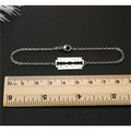 Silver Tone Razor Blade Chain Bracelet with Open Cutout Detail view 2