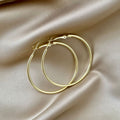 Gold and Silver Large Classic Thin Round Hoop Earrings view 1