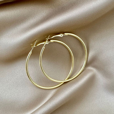Primary supplied view of large classic thin hoop earrings