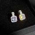 Square Halo Stone Stud Earrings In Two Stone Colors view 3
