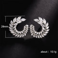 Crystal Leaf Wreath Statement Stud Earrings Polished Metal Earrings view 5