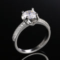 Silver Round Clear CZ Four-Prong Double Channel Ring view 4