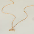 Gold Tone Crystal Whale Tail Pendant Necklace with Fine Chain view 3