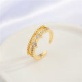 Gold Tone Open Adjustable Crystal Accent Rings in Seven Designs view 3