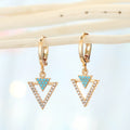 Gold Tone Turquoise-Colored Evil Eye Huggie Drop Earrings in Five Designs view 5