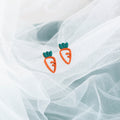 Orange Carrot Outline Green Top Petite Stud Earrings view 3