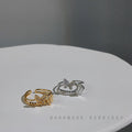 Gold And Silver Tone Clear Stone Butterfly Open Adjustable Rings view 2