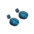 Blue And Green Mottled Resin Disc Drop Earrings In Two Colors view 5