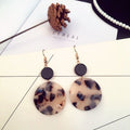 Marbled Round Disc Long Hook Earrings in Two Colors view 7