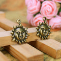 Smiling Sun Face Charm Metal Jewelry Making Component In 3 Finishes view 2