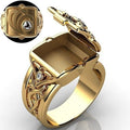 Gold Silver Flip Open Box Secret Compartment Band Ring view 1
