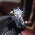 Silver Round Clear CZ Four-Prong Double Channel Ring view 3