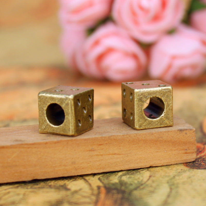 9mm Square Large Hole Dice Alloy Bead
