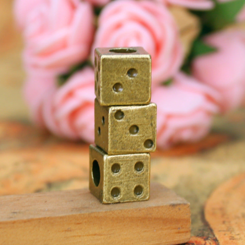 9mm Square Large Hole Dice Alloy Bead